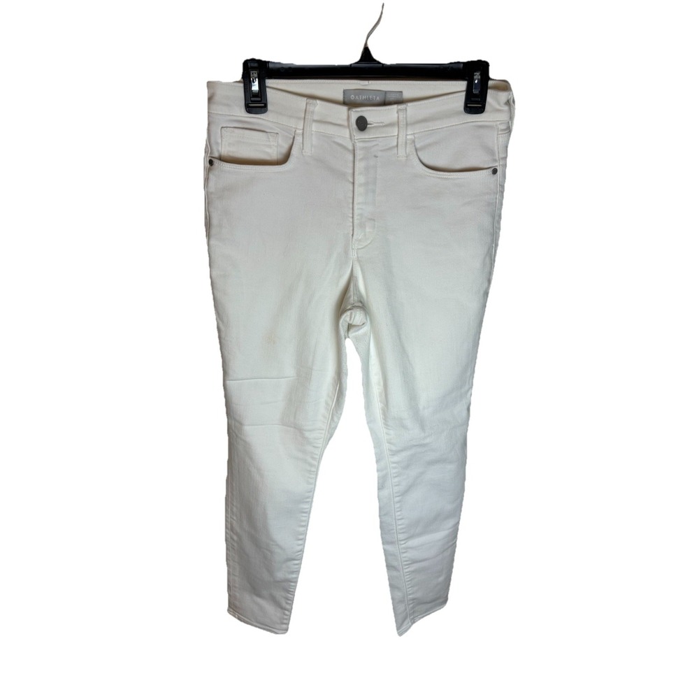 Athleta Sculptek Skinny Ankle Jeans White 530638-00 Size 8 FLAW